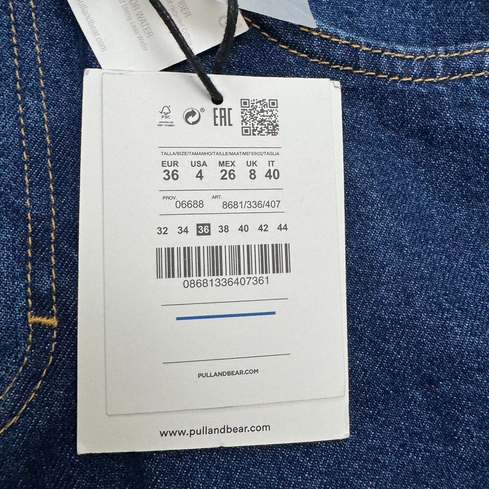Pull & Bear Straight High Rise Full Length Denim Jeans Womens 4 26 Dark Blue NWT - Picture 6 of 16